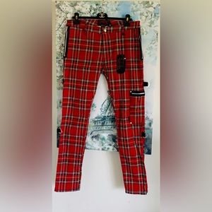 NWT TRIPP NYC RED TARTAN bondage pants